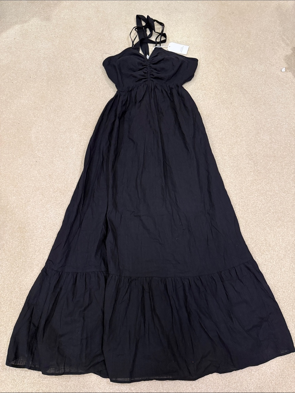 Black Halter Maxi Dress with Ruching